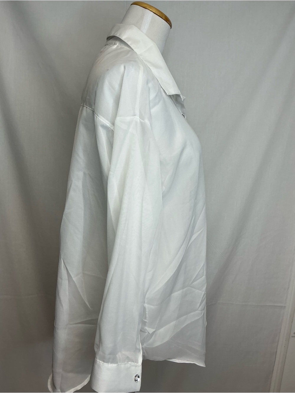 2165 - White Button-Up Sheer Shirt - Picture 2 of 5